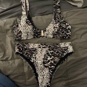 snakeskin high waisted bikini
